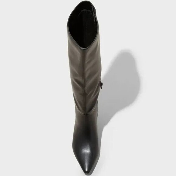 Universal Thread Womens Kendra Wide Calf Kitten Heel Tall Boots Black 6-WC - Picture 2 of 3